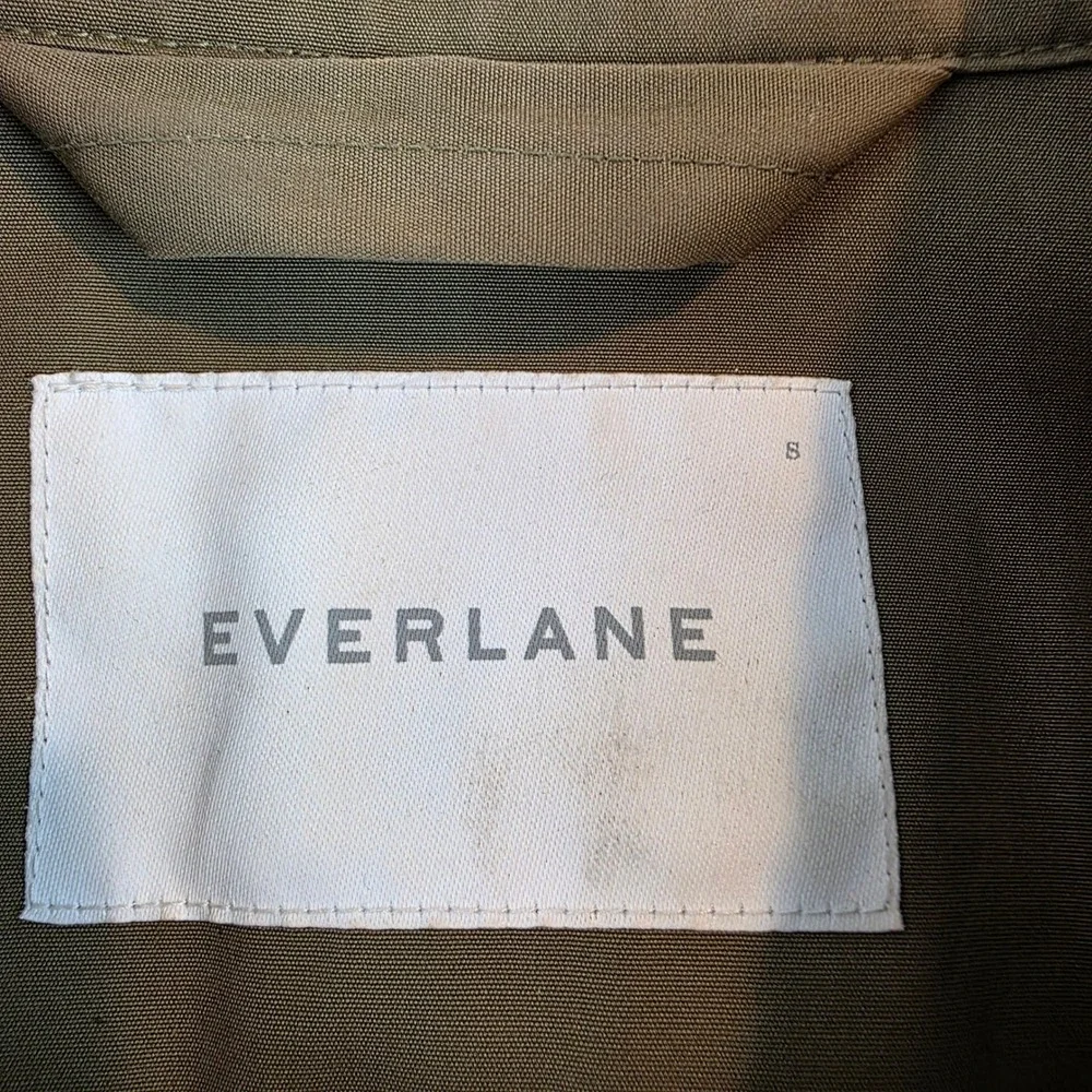Everlane Womens Short Trench Coat Khaki Brown Double Breasted Cotton Jacket Sz S
